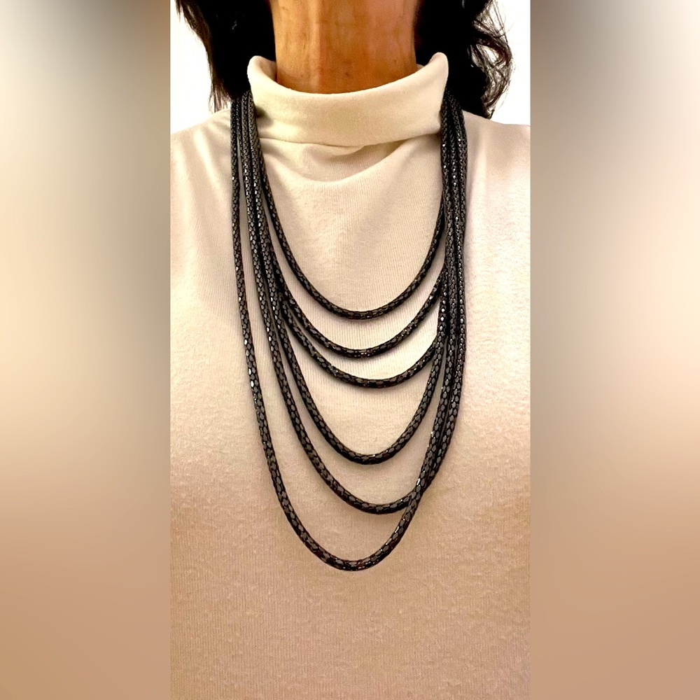6 Strand Black Snake Necklace